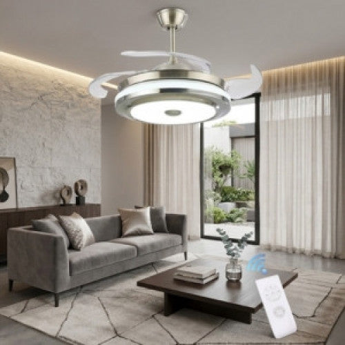 💡 Ventilador de Techo con Luz LED | Aspas Retráctiles + Control Remoto ✨
