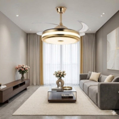 💡 Ventilador de Techo con Luz LED | Aspas Retráctiles + Control Remoto ✨
