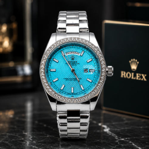 ⌚ Rolex Day-Date | Esfera Turquesa con Bisel de Diamantes 💫