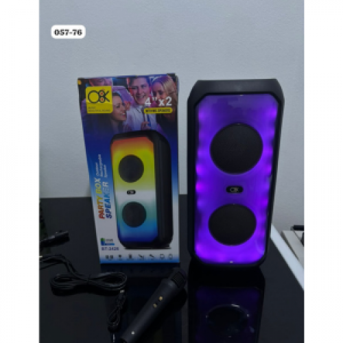 🎵 Bocina Bluetooth Doble Parlante 4"x2 | Luces LED RGB + Micrófono 🎉